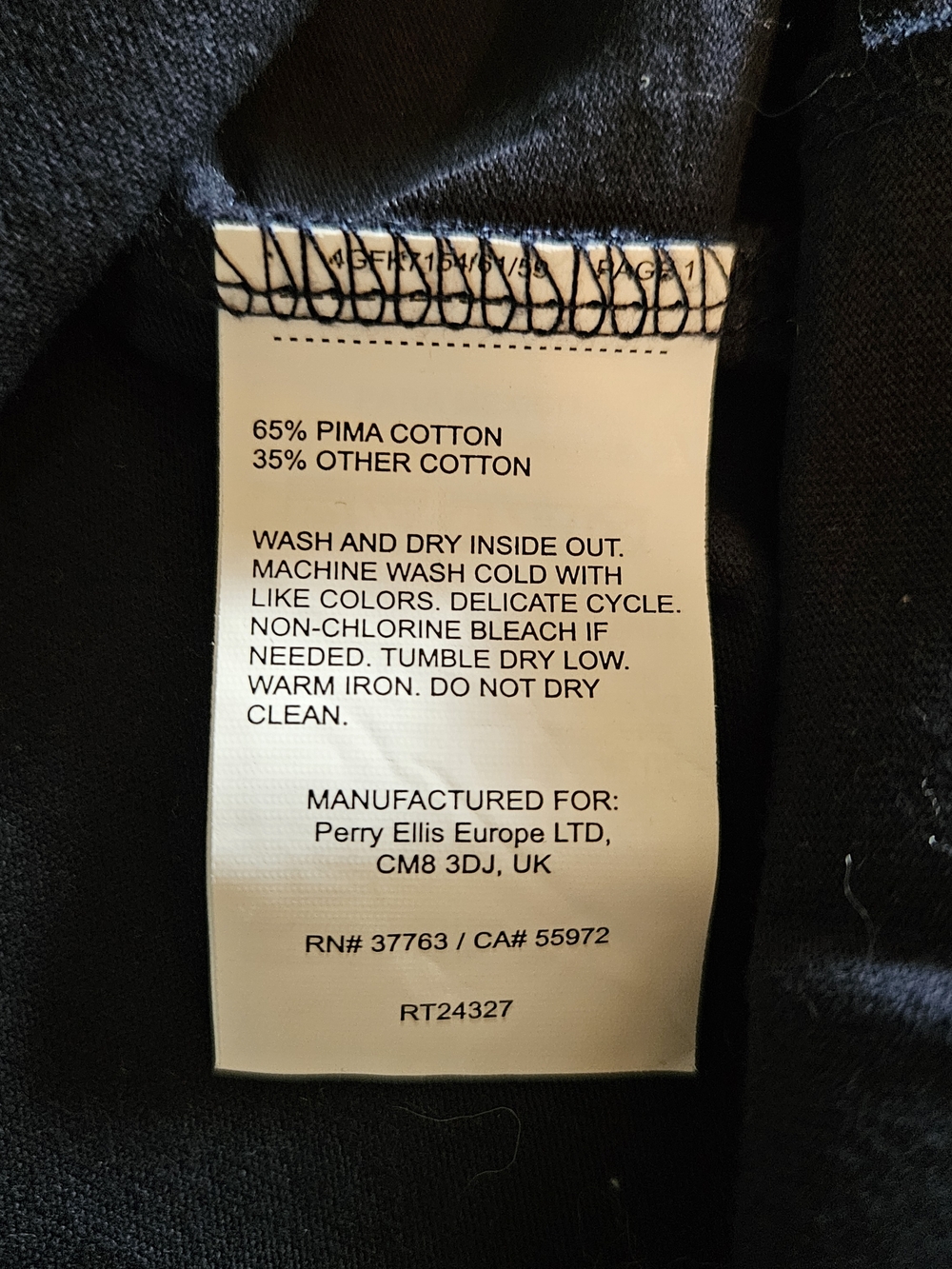 Perry Ellis Navy Grid Short Sleeve Crewneck Tee - Picture 4 of 4